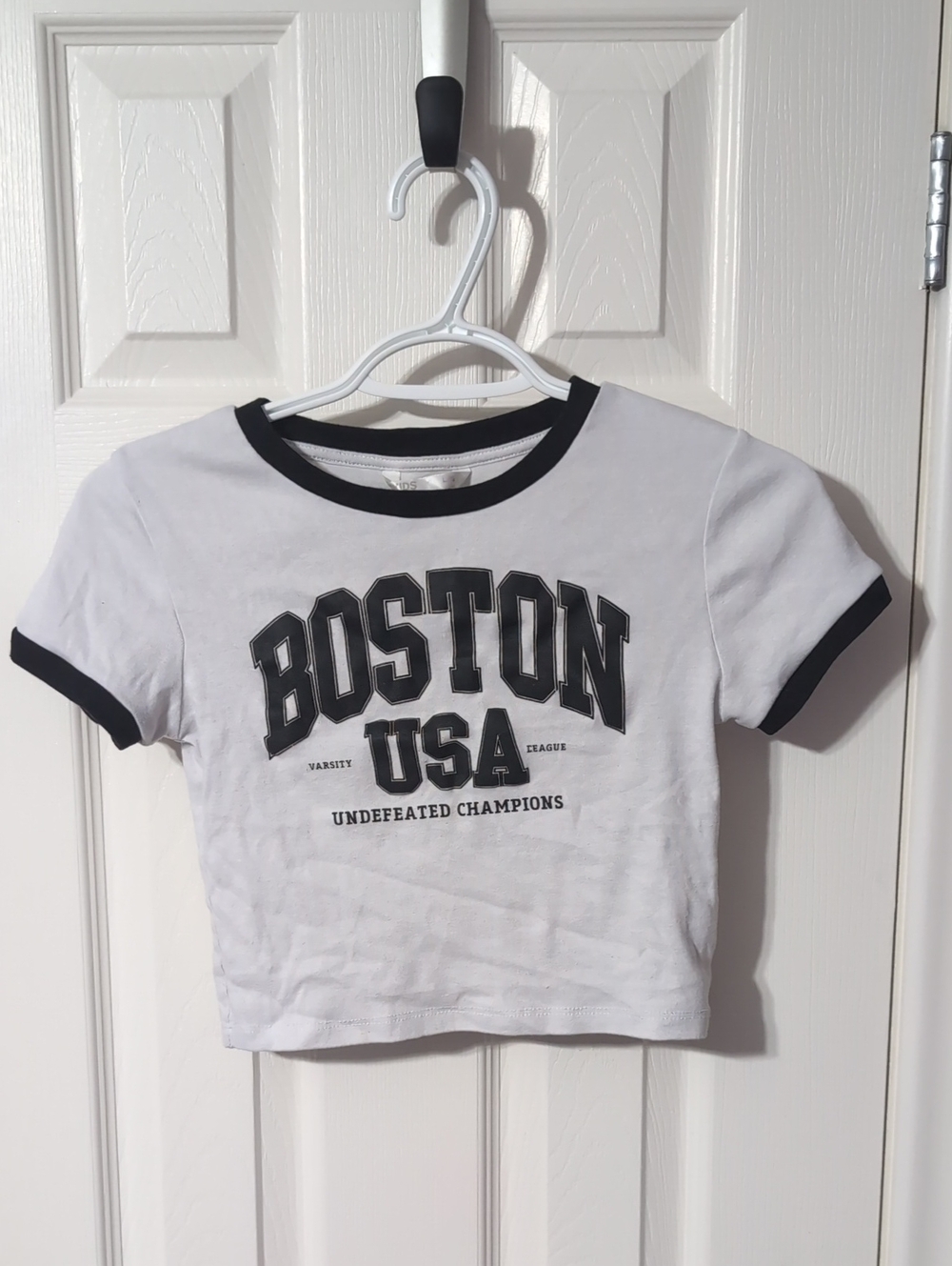Urban Kids White & Black Boston USA Ringer Tee